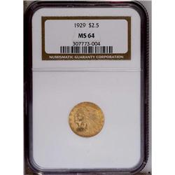 1929 $2 1/2 MS64 NGC. Deep lime-green and reddish colo