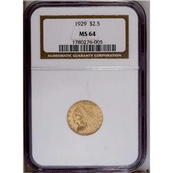1929 $2 1/2 MS64 NGC. Lustrous for the type and well s