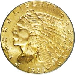 1929 $2 1/2 MS65 PCGS. Boldly defined with warm reddis