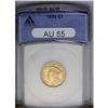 Image 1 : 1854 $3 AU55 ANACS. Pretty honey-gold color with deepe