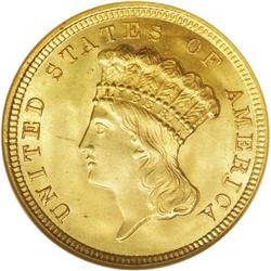1854 $3 MS65 NGC. The three dollar gold series of 1854
