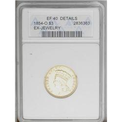 1854-O $3 --Ex-Jewelry--ANACS. XF40 Details. Glossy and