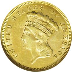 1874 $3 MS62 NGC. At first glance this coin appears un