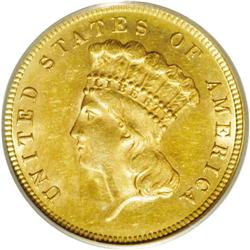 1882 $3 MS63 PCGS. 2 Over High 2, Breen-6396. This dra