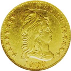 1800 $5 AU58 NGC. Breen-6438, B. 1-B, Miller-42, R.4.