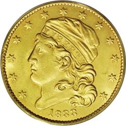 1833 $5 Large Date MS64 PCGS. Breen-6498, B. 2-B, Mill