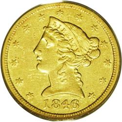 1846-O $5 AU53 PCGS. Although this is not a rarity lik