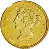 1870-S $5 AU55 PCGS. Satiny orange-gold throughout wit
