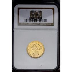 1889 $5 AU58 NGC.From The Steve Glenn Collection.