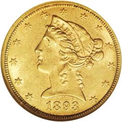 1893-CC $5 MS62 NGC. Variety 1-A. This pairing is char