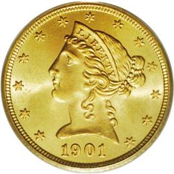 1901/0-S $5 MS65 PCGS. A wonderful example of this ove