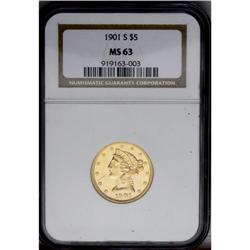 1901-S $5 MS63 NGC. This is a crisply struck, semi-pro
