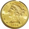 Image 1 : 1904-S $5 MS63 PCGS. Even with a mintage of 97,000 pie