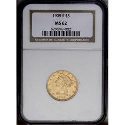 1905-S $5 MS62 NGC. The stars around the obverse perip