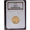 Image 1 : 1915 $5 MS62 NGC. Apricot-gold surfaces display soft l