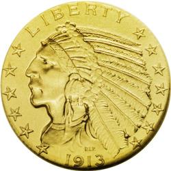 1913 $5 PR67 NGC. Struck in the fine sandblast finish