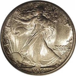 1916-D 50C MS66 PCGS. A scarce and valuable first-year