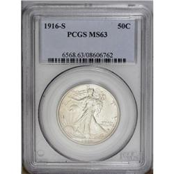 1916-S 50C MS63 PCGS. The 1916-S is popular, partly be