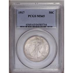 1917 50C MS65 PCGS. Well frosted, matte-like surfaces