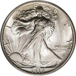 1917-D 50C Obverse MS64 PCGS. A well struck example of