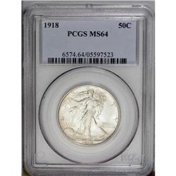 1918 50C MS64 PCGS. A gorgeously preserved early date