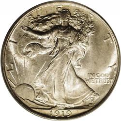 1919 50C MS64 PCGS. Lightly subdued radiance, with bol