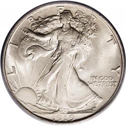 1919-D 50C MS63 PCGS. Uncommonly well preserved for th