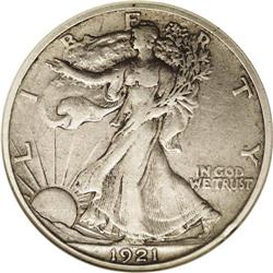 1921-S 50C XF40 NGC. An original medium-gray example o