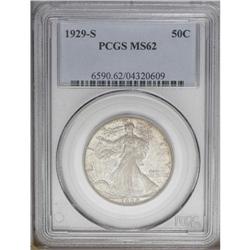 1929-S 50C MS62 PCGS. Original silver-gray and tan-gol
