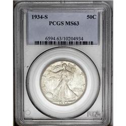 1934-S 50C MS63 PCGS. Grey-brown in appearance with gl