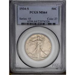 1934-S 50C MS64 PCGS. Lovely champagne-gray toning is