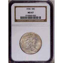 1936 50C MS67 NGC. Highly lustrous surfaces are visite