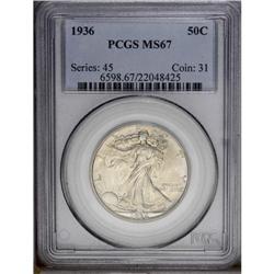 1936 50C MS67 PCGS. A simply stunning Walker, the gold