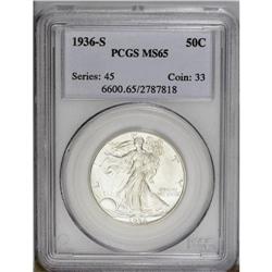 1936-S 50C MS65 PCGS. This satiny example is adorned i