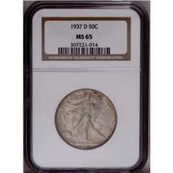 1937-D 50C MS65 NGC. Smoky-gray patina is imbued with