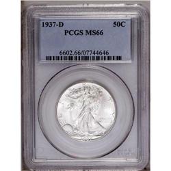 1937-D 50C MS66 PCGS. A captivating, fully brilliant e