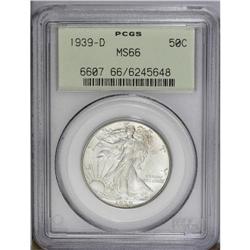 1939-D 50C MS66 PCGS.From The Indiana Undertaker Colle