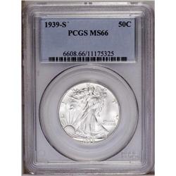 1939-S 50C MS66 PCGS. The fields of this snow-white pr