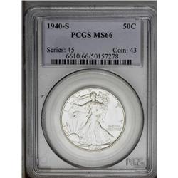 1940-S 50C MS66 PCGS. White frosted, brilliant surface