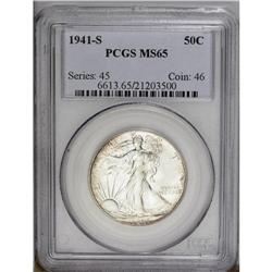 1941-S 50C MS65 PCGS. Typically struck through the cen