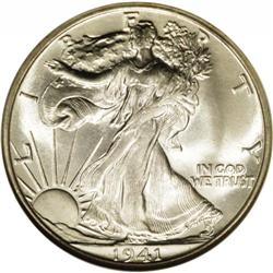 1941-S 50C MS66 NGC. Radiantly lustrous surfaces displ