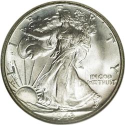 1943-S 50C MS67 NGC. A sharply struck 1943-S half doll