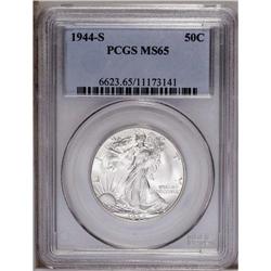 1944-S 50C MS65 PCGS. Brilliant surfaces exhibit dazzl