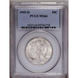 1945-D 50C MS66 PCGS. A shimmering, nearly mark-free e