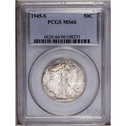 1945-S 50C MS66 PCGS. Utterly original and extremely a