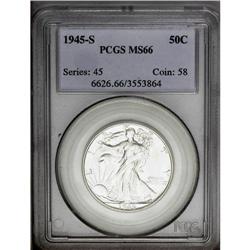 1945-S 50C MS66 PCGS. Knob S. A mere dash of gold toni