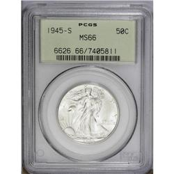 1945-S 50C MS66 PCGS.From The Indiana Undertaker Colle
