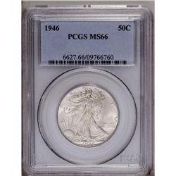 1946 50C MS66 PCGS. The barely toned surfaces reveal a