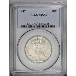 1947 50C MS66 PCGS. The luster is slightly subdued, bu