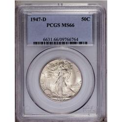 1947-D 50C MS66 PCGS. Highly lustrous with soft golden